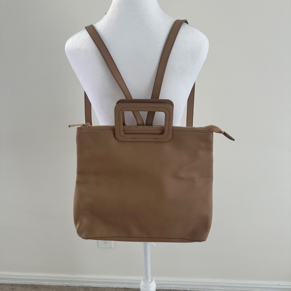 NWOT- SUMMER & ROSE Shanna Vegan Leather Backpack Tote Bag - Beige